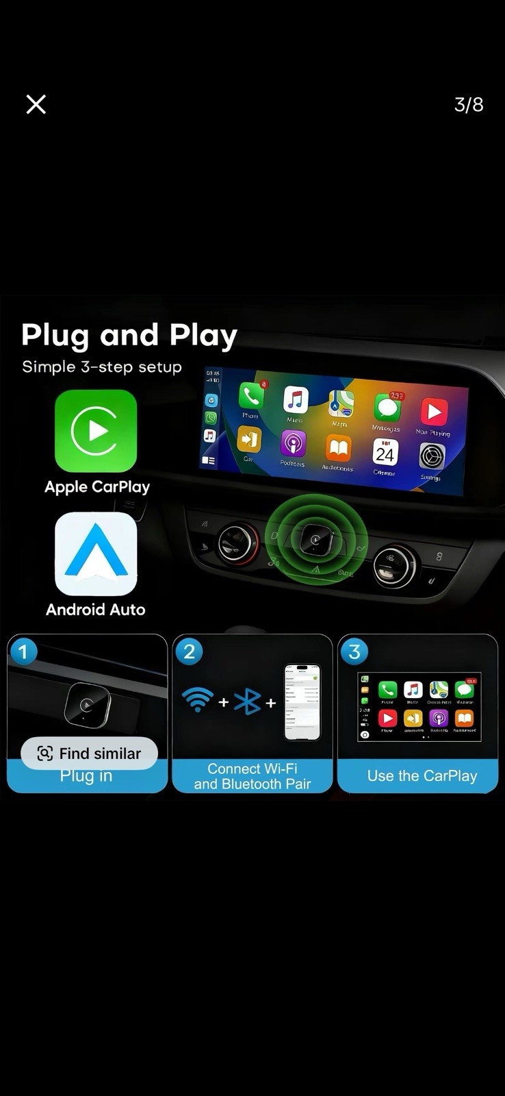USB Wireless CarPlay Adapter Dongle box Plug ＆Play For iPhone Apple Wireless