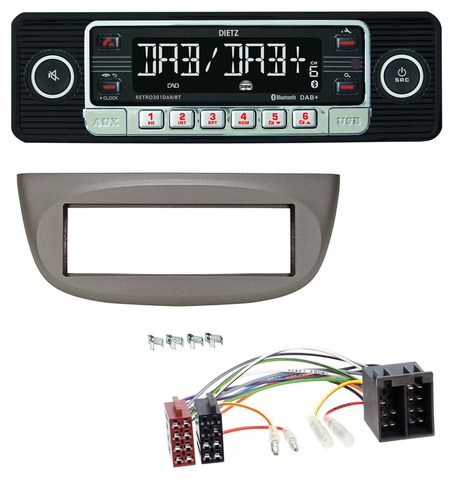 Dietz USB DAB MP3 Bluetooth Car Stereo for Renault Twingo 07-12 Beige Grey