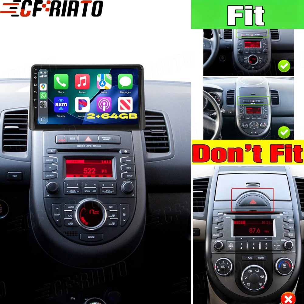 For Kia Soul 2010-2013 Car Stereo Radio Android 15 9” Carplay GPS WIFI 2G+64GB