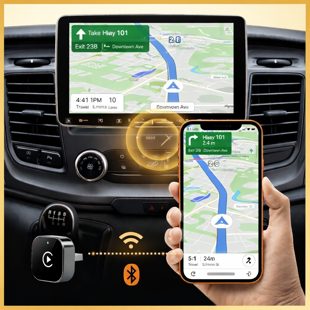 USB Wireless CarPlay Adapter for iPhone, Auto Apple CarPlay Dongle, Plug & Play