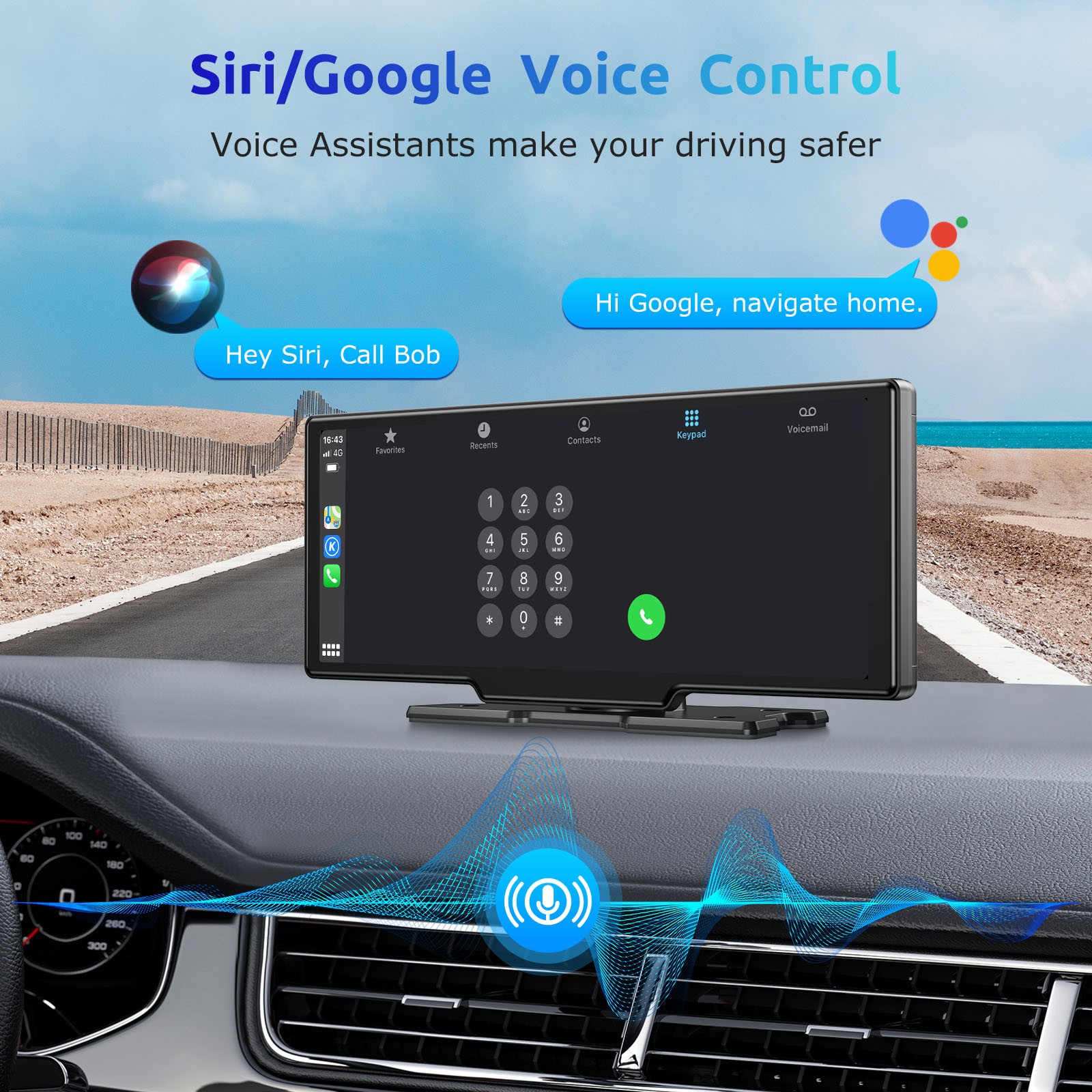11.3″ Car Portable Wifi Apple CarPlay Android Auto FM Touch Screen Radio DVR