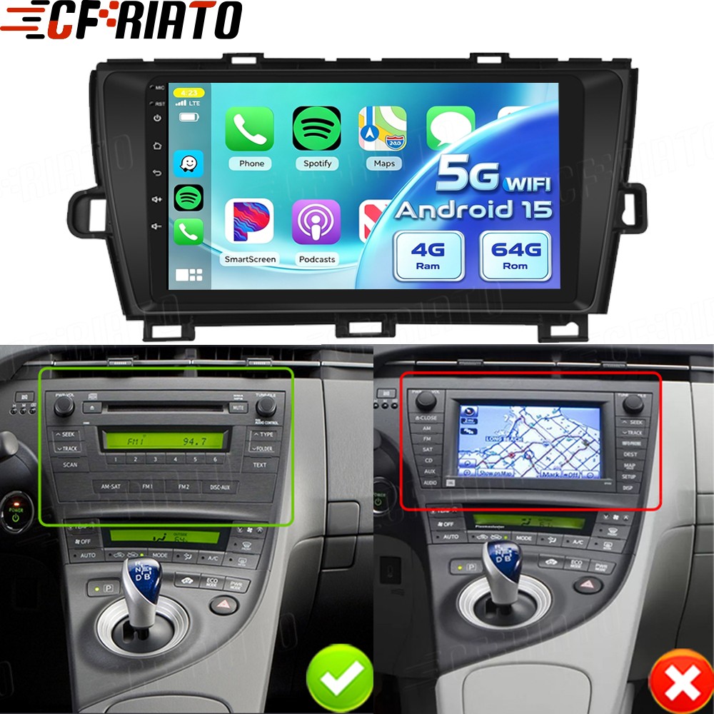 For Toyota Prius 2010-2015 4+64GB Carplay Car Stereo Radio Android 15 GPS Navi