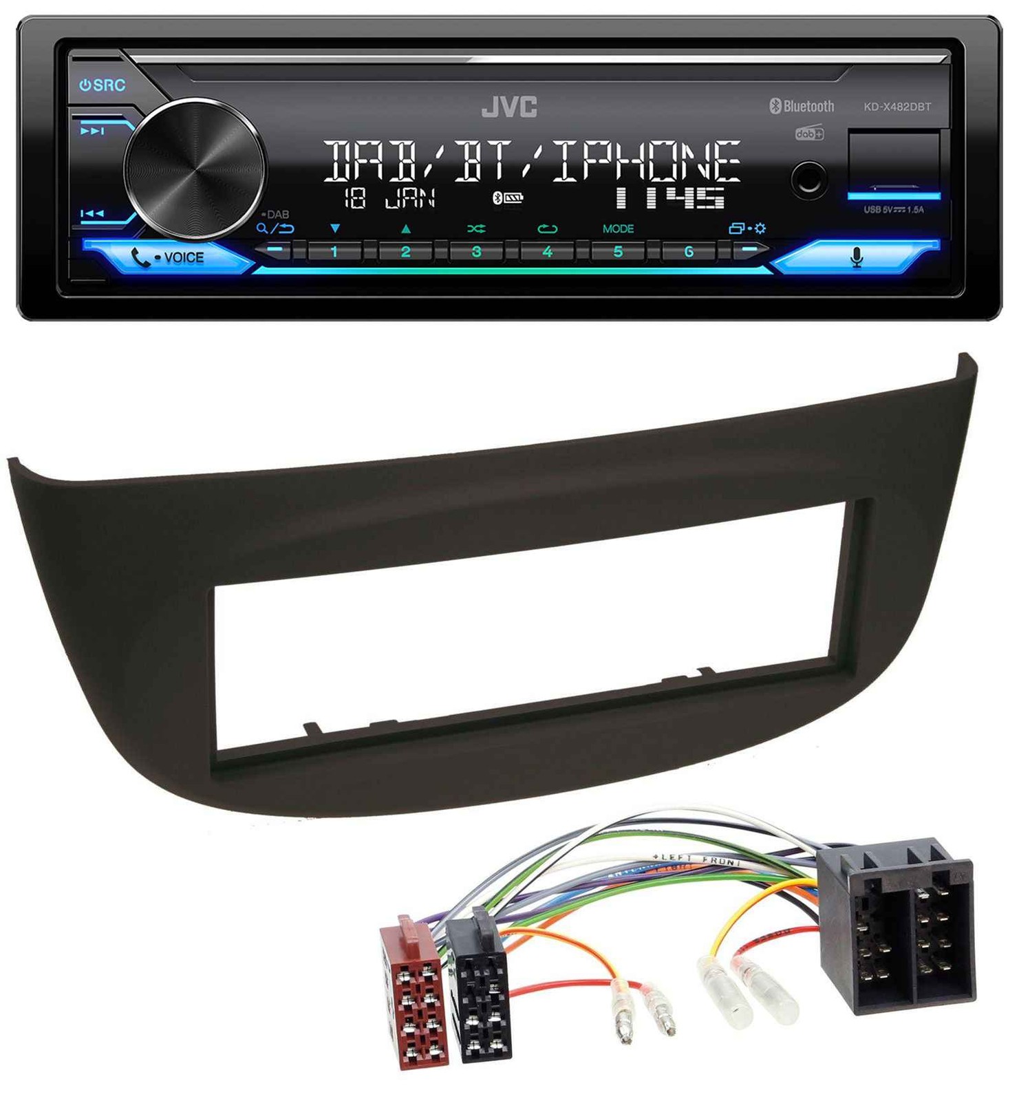 JVC Bluetooth DAB USB MP3 Car Stereo for Renault Twingo (07-12) Black