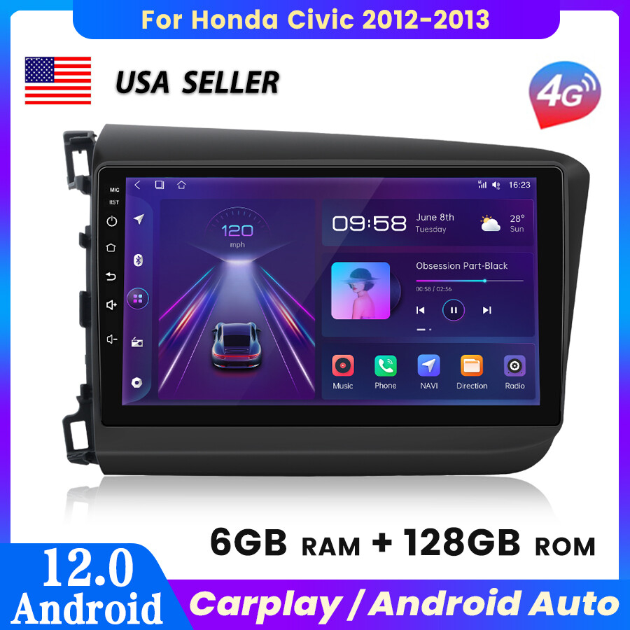 For Honda Civic 2012-2013 6+128G 8Core Android12 Car Radio GPS NAVI WIFI Carplay