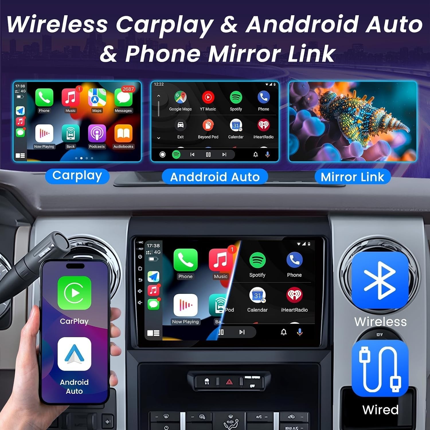 Car Radio Stereo Carplay For 2009-2014 Ford F-150 Android 15 RDS