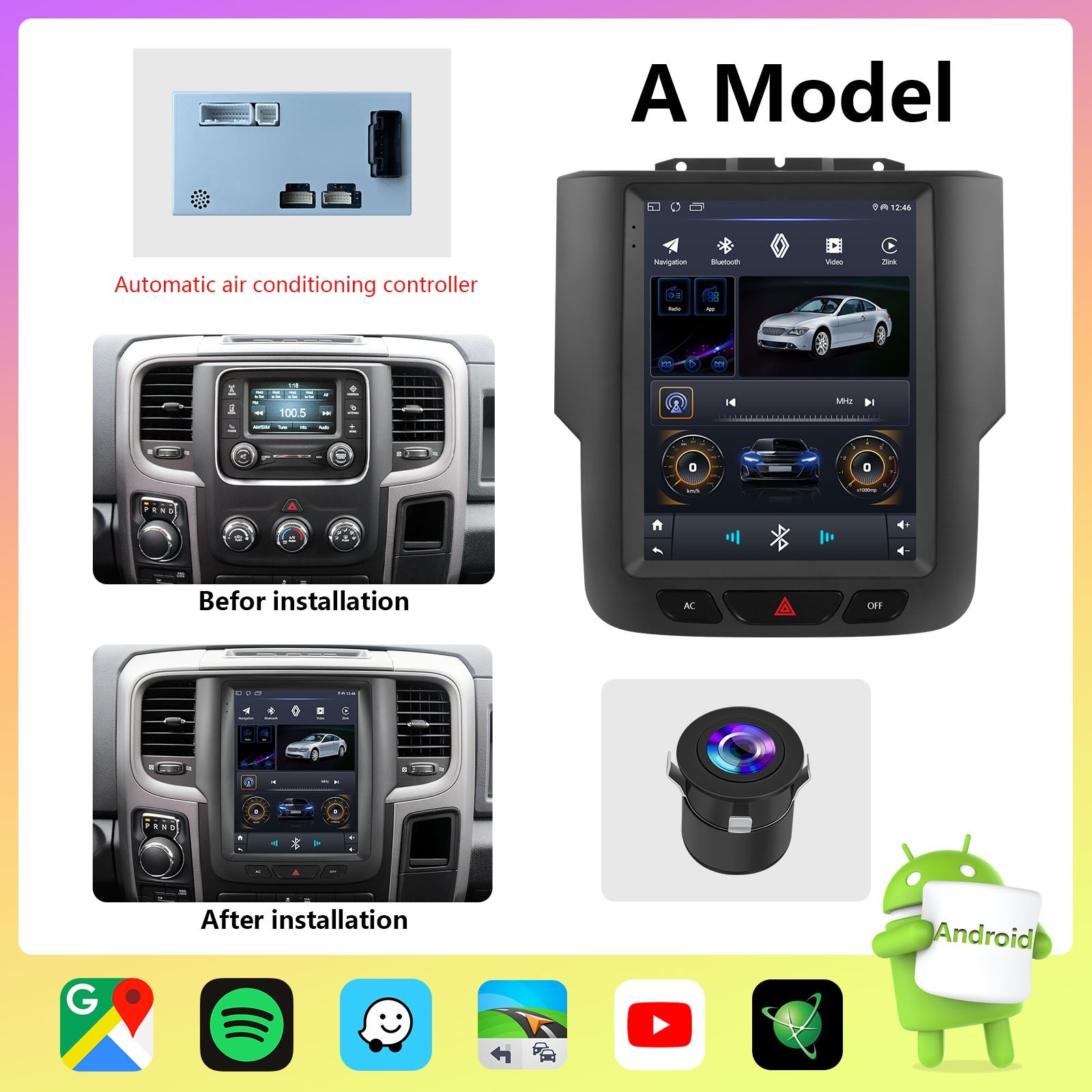 For 2013-2018 Dodge Ram 1500 2500 3500 Android 13 Carplay Car Stereo Radio GPS