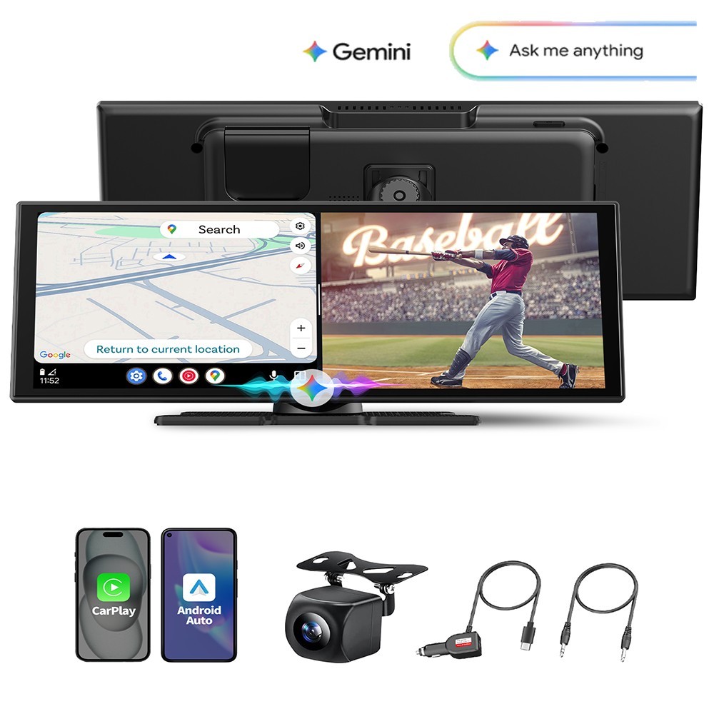 Ottocast AI Touch Screen 11″ AI-Gemini & Video Wireless Carplay+Android w/Camera