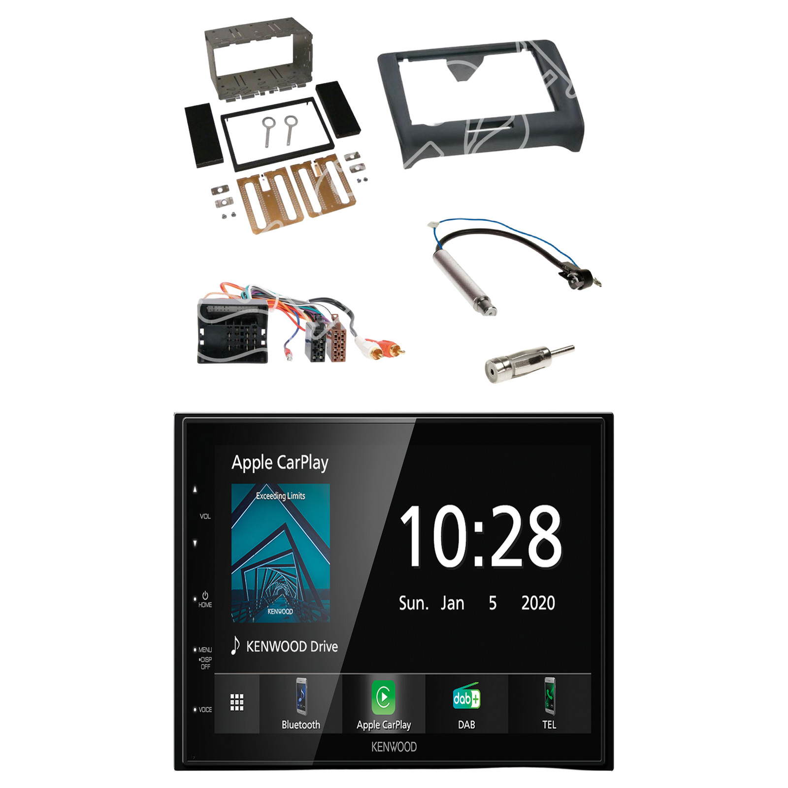 Kenwood DMX5020DABS Radio DAB with installation kit for Audi TT (8J) 2006 onwards