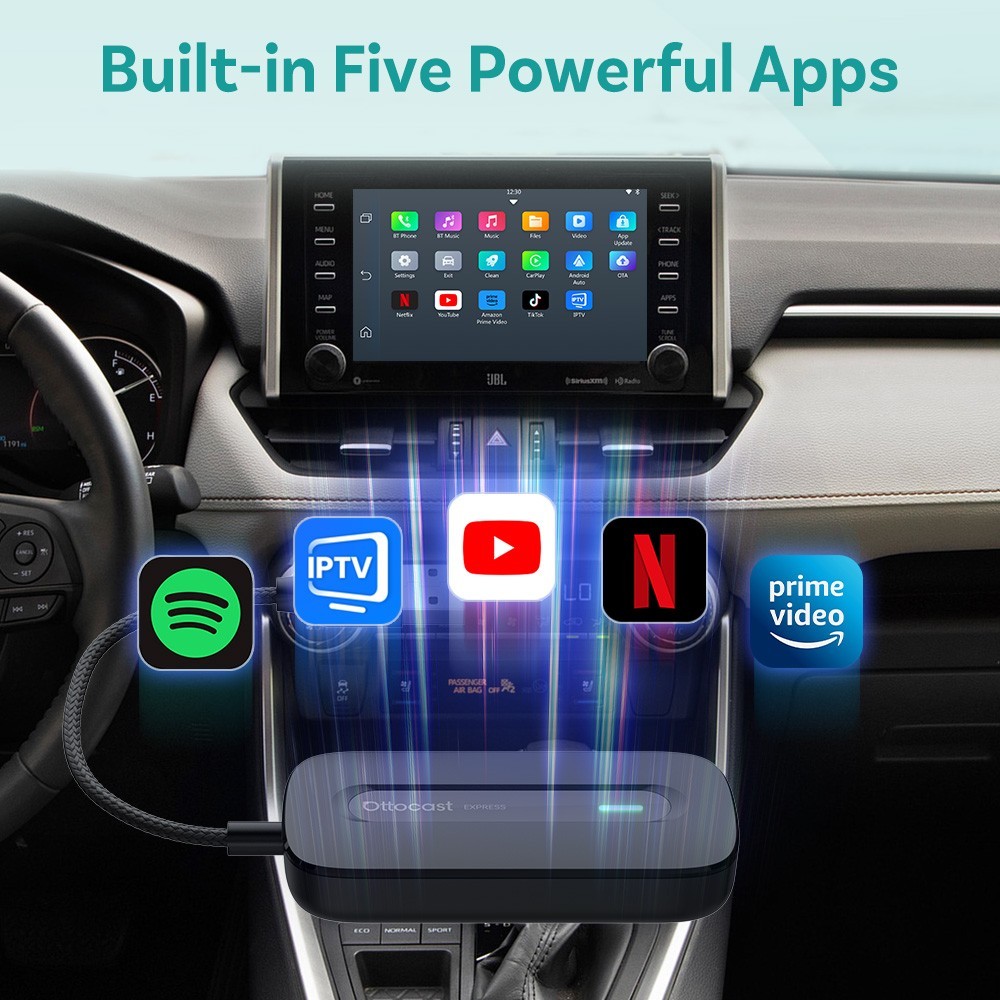 Ottocast Express Multimedia Aibox Wireless CarPlay Adapter Android Auto WIFI 5G