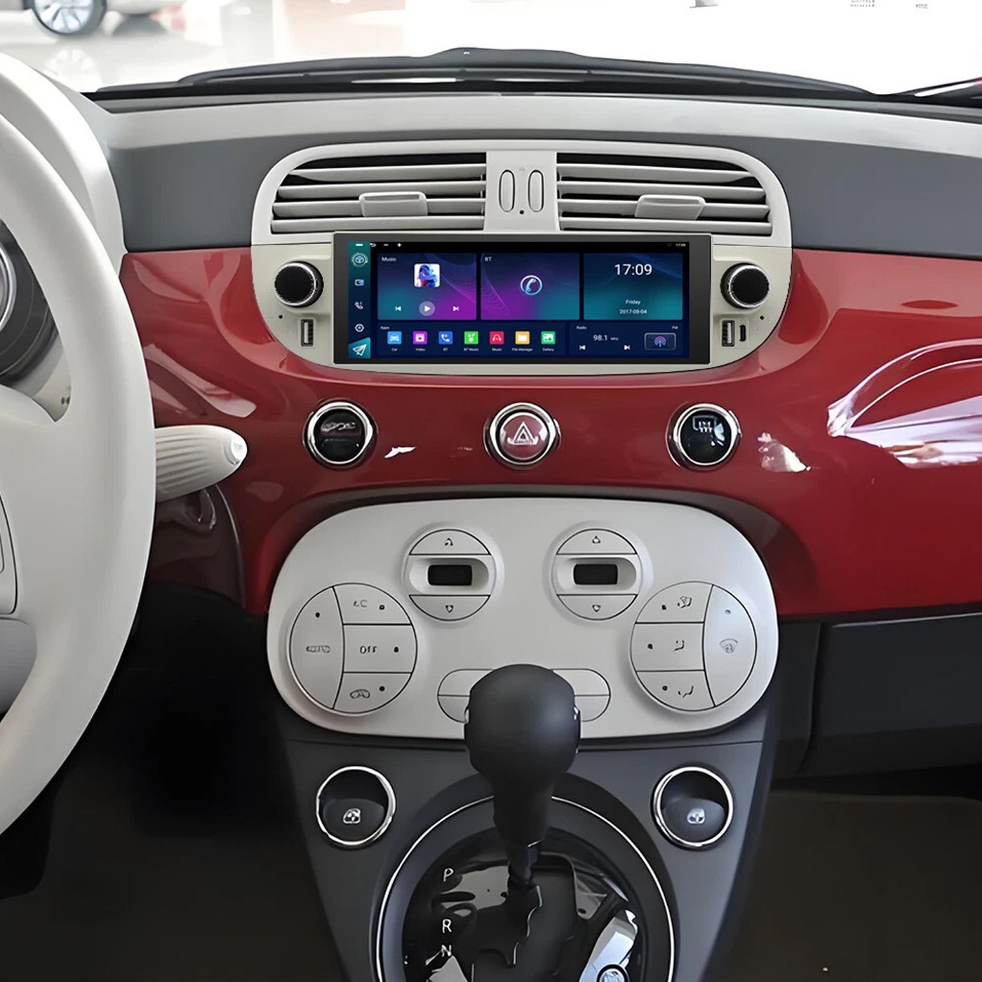 32G For Fiat 500 2009-2015 Carplay Android 15 Car Stereo Radio GPS Navi BT +CAM