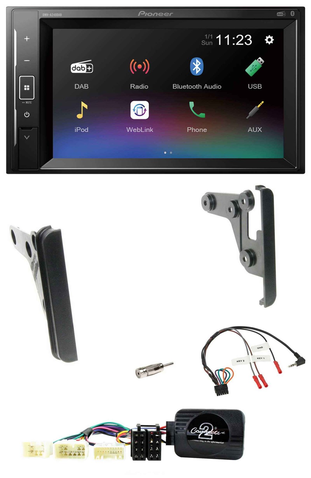 Pioneer DAB Steering Wheel 2DIN Bluetooth USB Car Stereo for Toyota Yaris 2007-2010