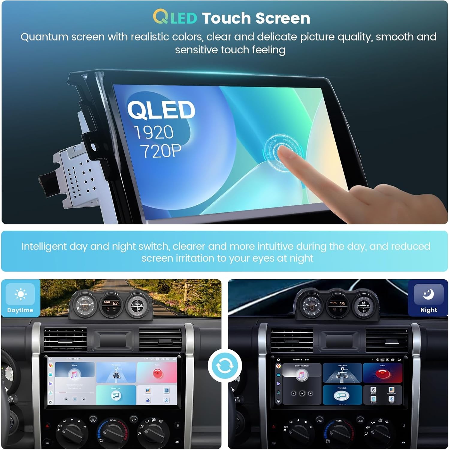 Android 15 GPS Stereo For Toyota FJ Cruiser 2007-2014 Carplay Car Radio 12.3inch