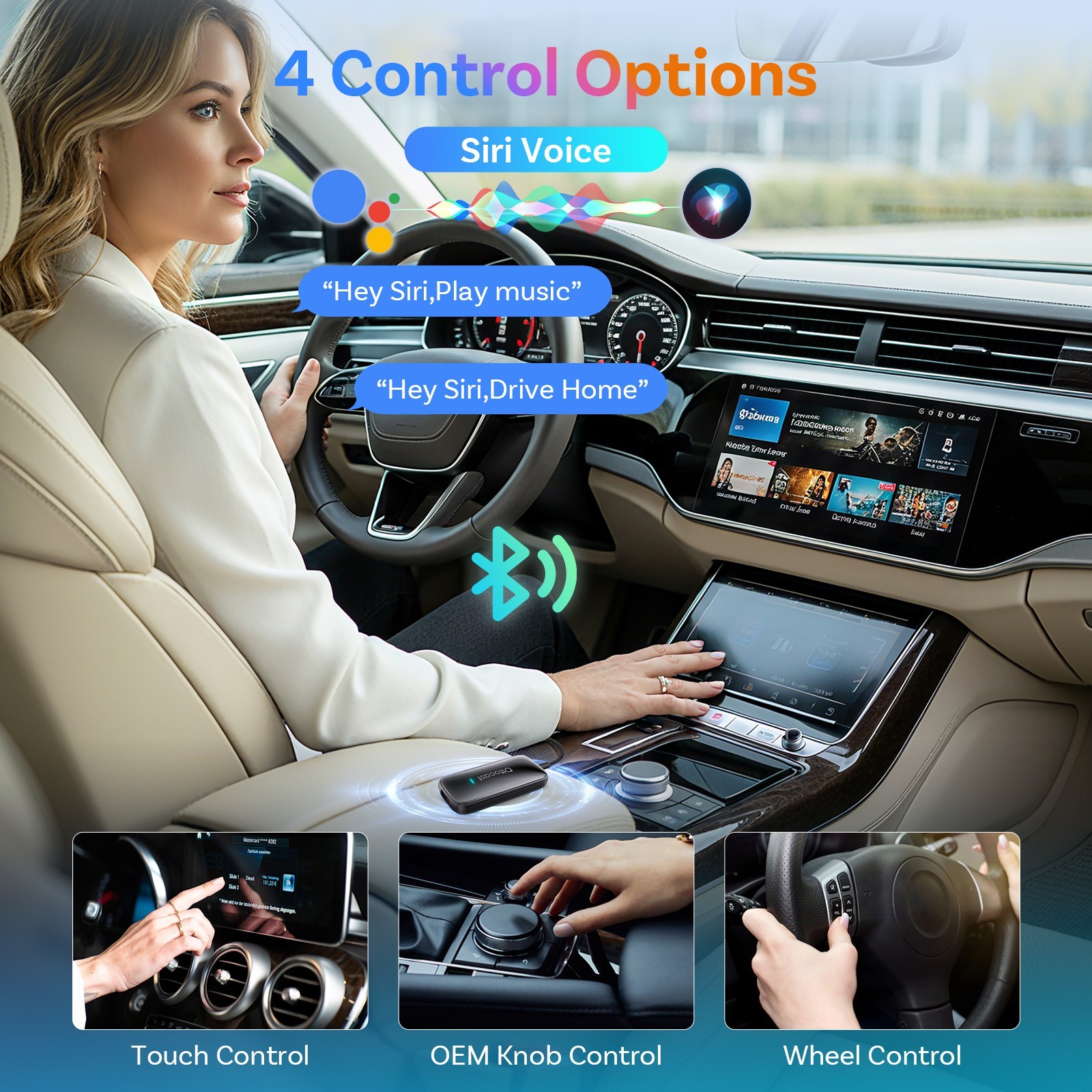 Wireless CarPlay Android Auto AI Box for Factory Wired Cars 3in1 Netflix YouTube