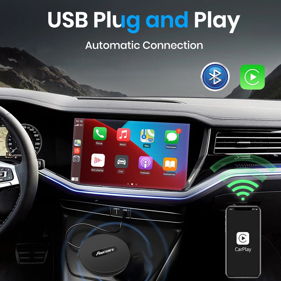 For iPhone iOS Car Cavigation PlayerOpen Wire to Wireless CarPlay Adapter Dongle
