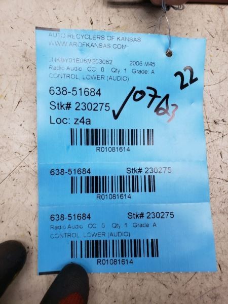 Audio Equipment Radio Control Lower Audio Fits 06-07 INFINITI M35 1081614