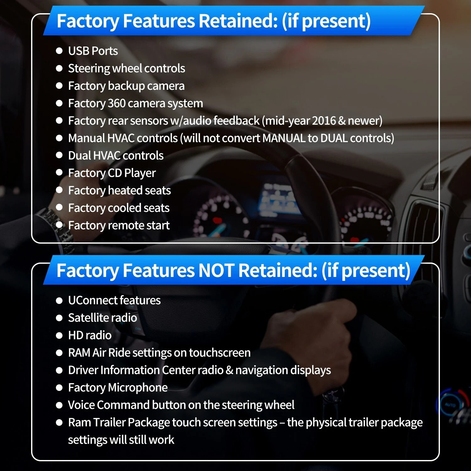 For Dodge RAM 2013-19 Touch Screen Stereo Bluetooth Radio Apple/Android Carplay