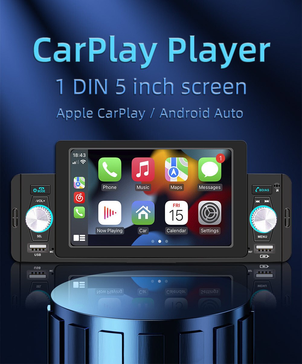 Stereo Car Radio Bluetooth 5in MP5 Carplay Player For Android Auto In Head Units