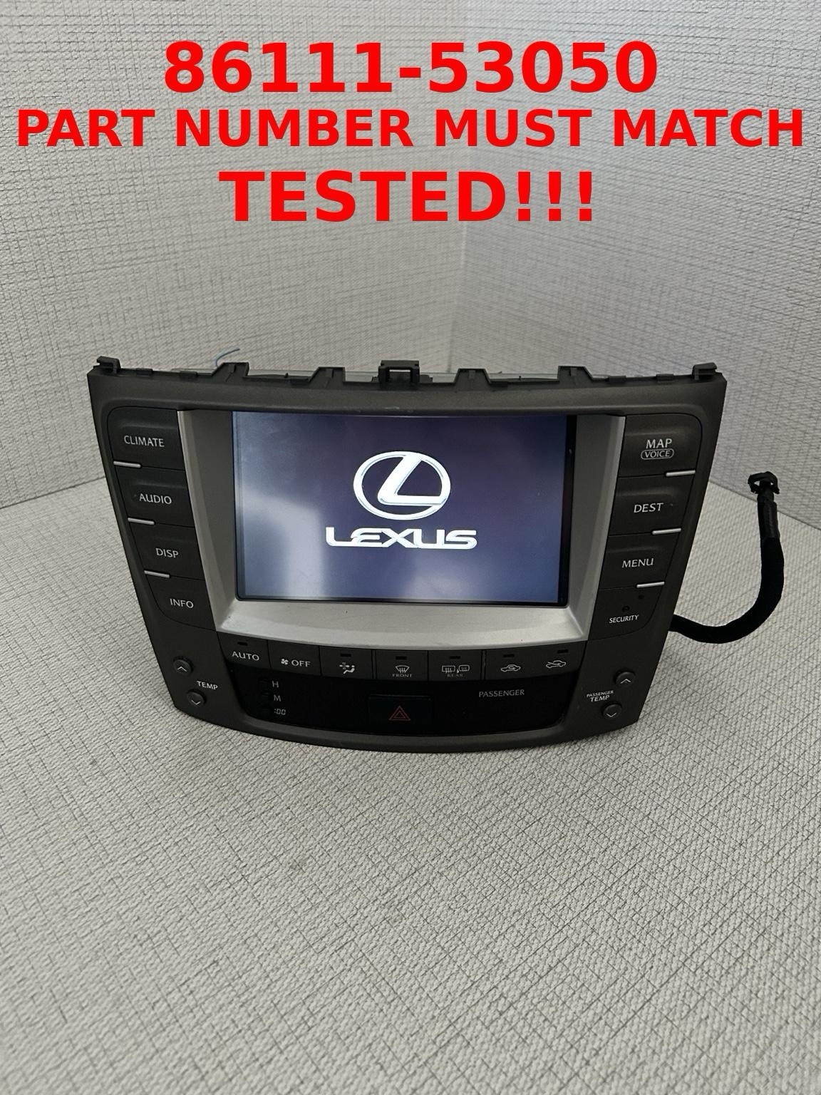 86111-53050 NAVI RADIO GPS STEREO UNIT SCREEN LEXUS IS250 IS350 2006-2009 OEM