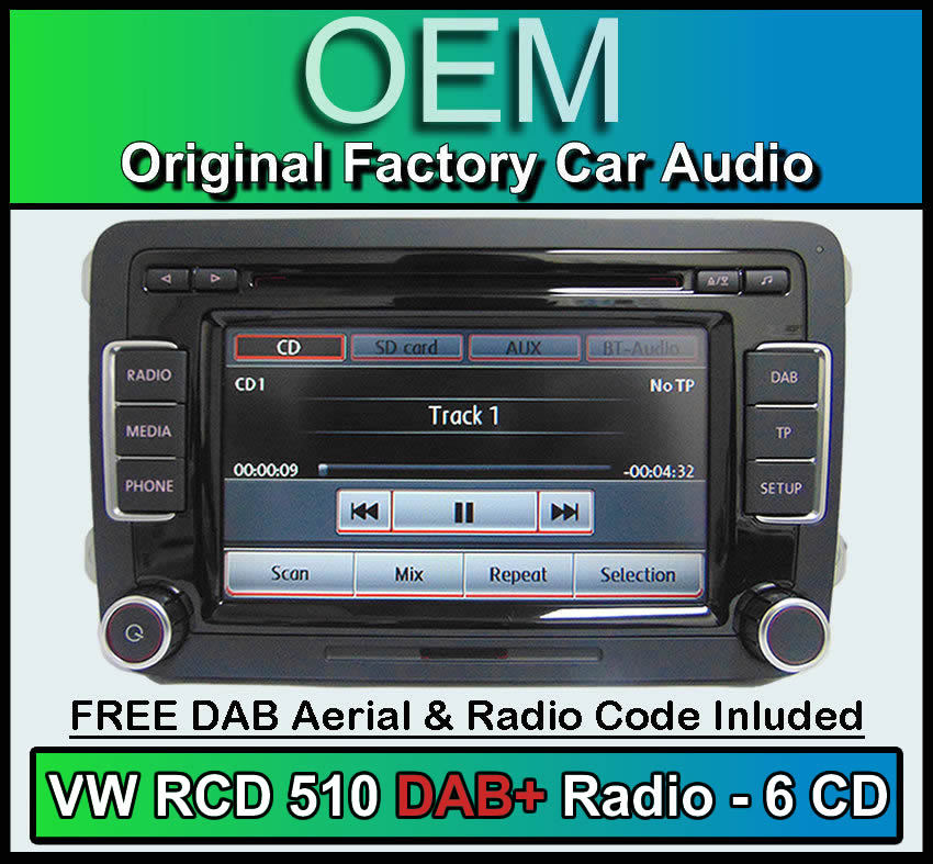 VW Transporter T5 DAB+ unit, RCD 510 DAB+ radio 6CD changer, touchscreen SD card