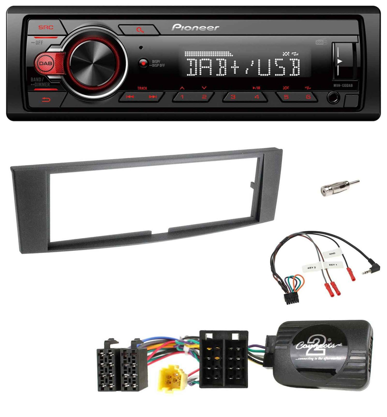 Pioneer MP3 1DIN DAB USB Steering Wheel Car Stereo for Renault Laguna II 2005-2007