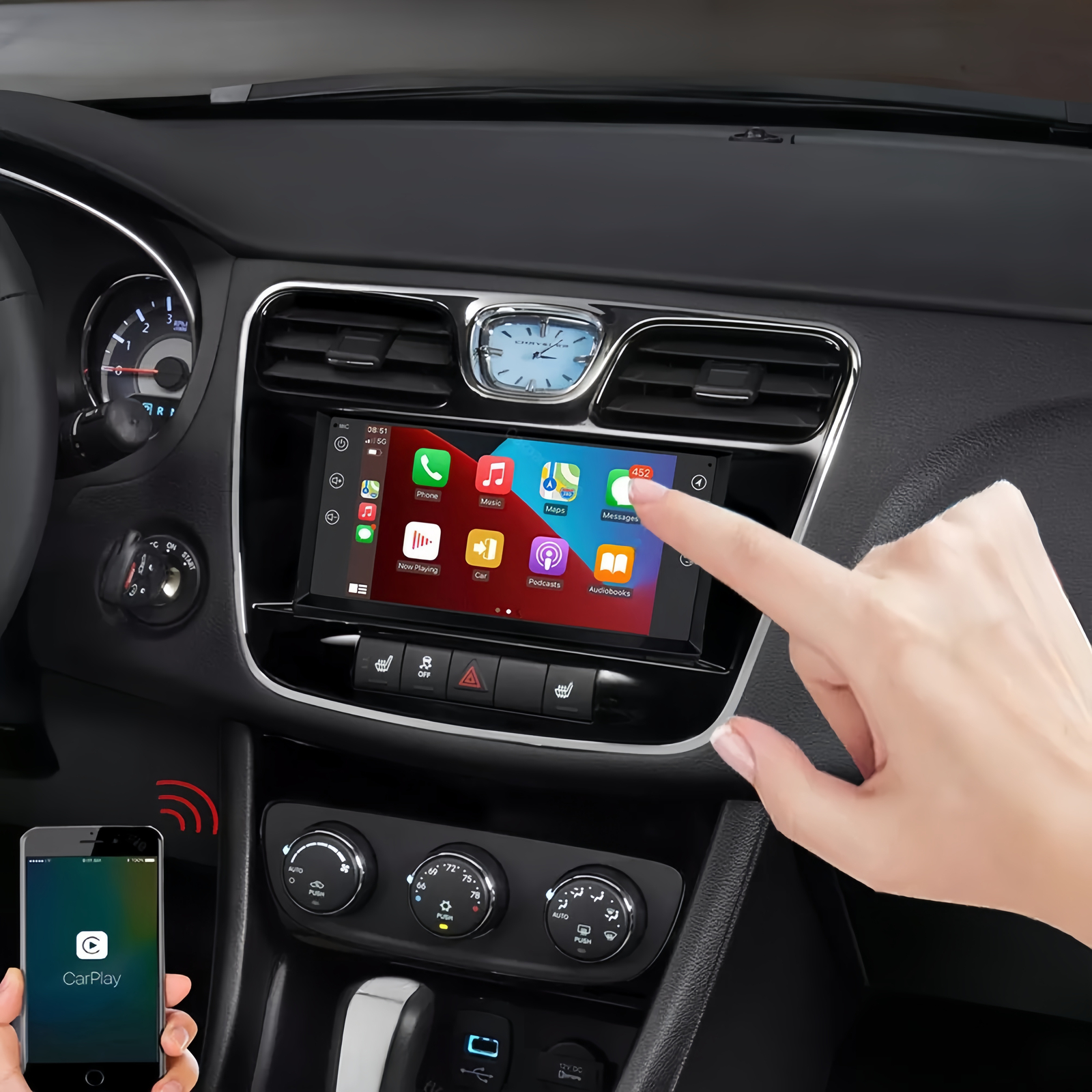 For 2011-2014 Chrysler 200 Apple CarPlay Android 13 Car Stereo Radio GPS SWC 32G