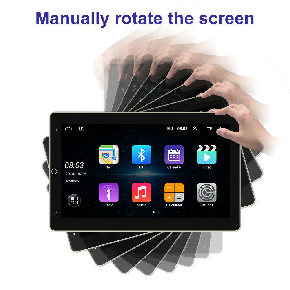 10.1″ Rotatable Android 15 Touch Screen Car Stereo Radio GPS WIFI BT Double 2DIN