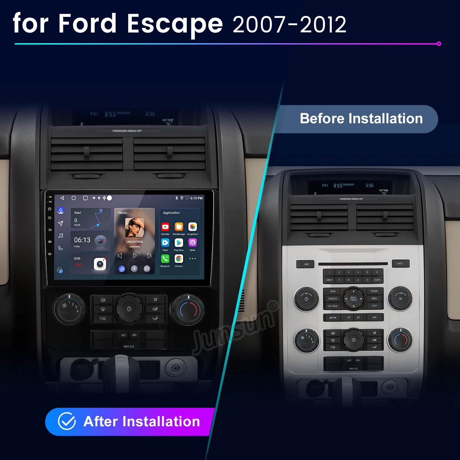 For Ford Escape 2007-2012 Android15 6+128G CarPlay Car Stereo Radio GPS Navi RDS