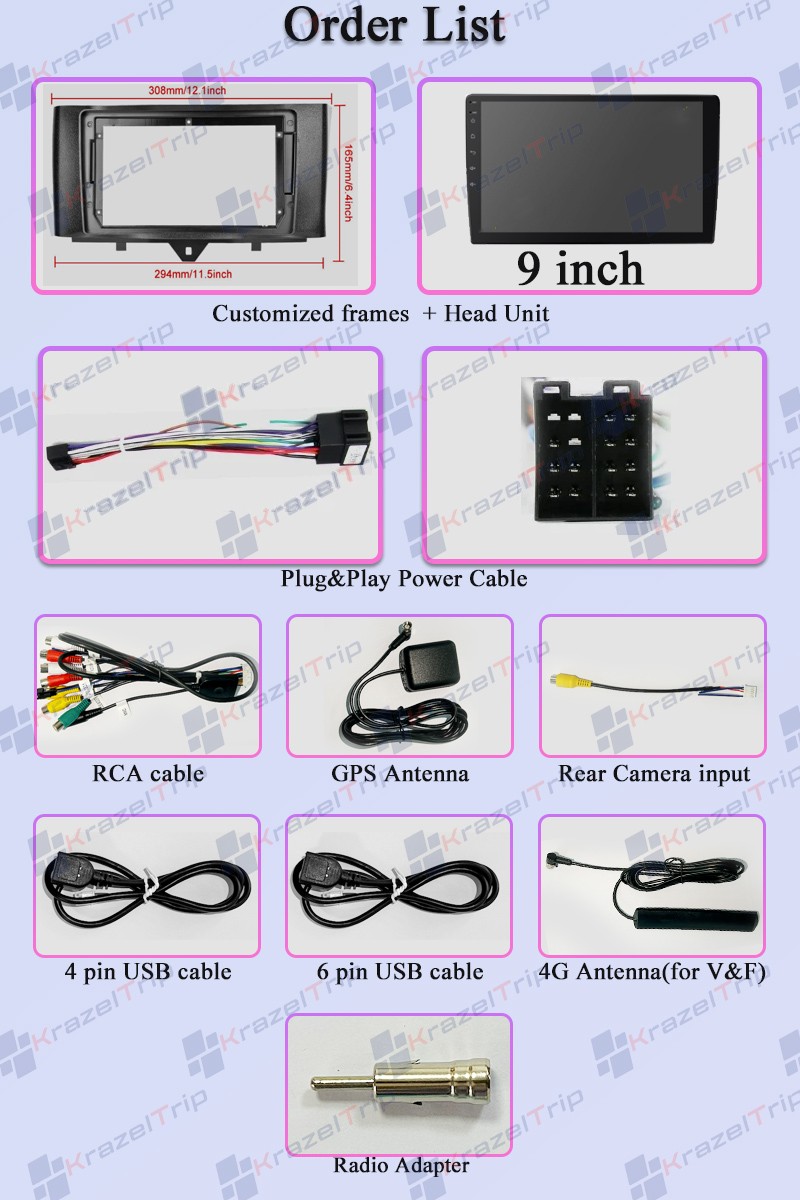 8 Core Car Radio for Smart Fortwo 451 2011 – 2015 Android Carlpay 1080P Camera