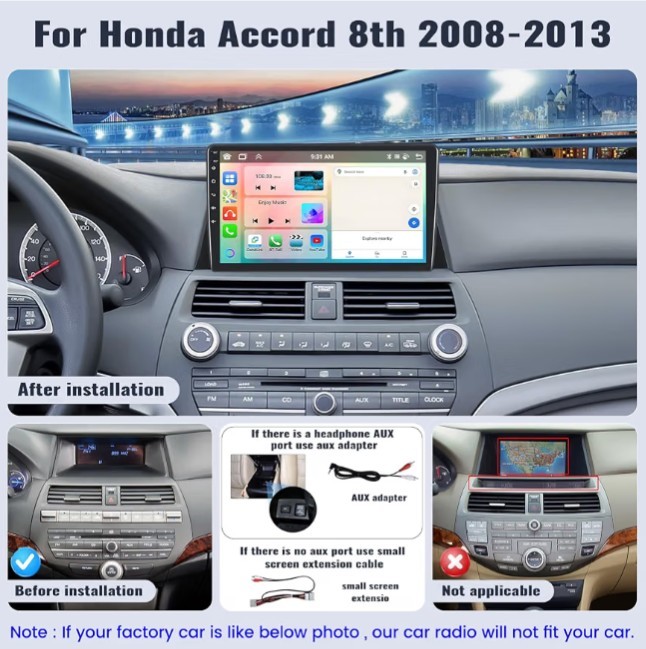 6G+128G Android 15 Car Stereo Radio for Honda Accord 2008-2013 8-Core 10.1 In…