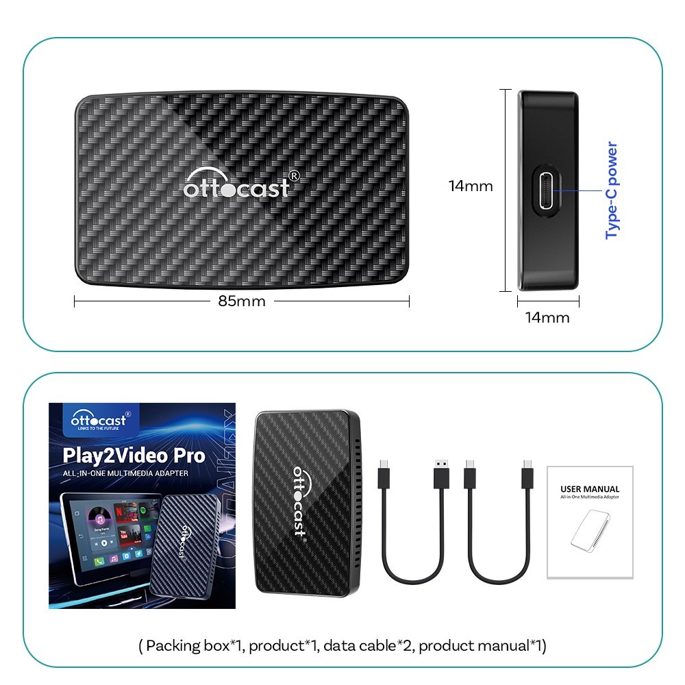 OTTO Multimedia Player AIBox Wireless Carplay & Android Auto YouTube & Netflix