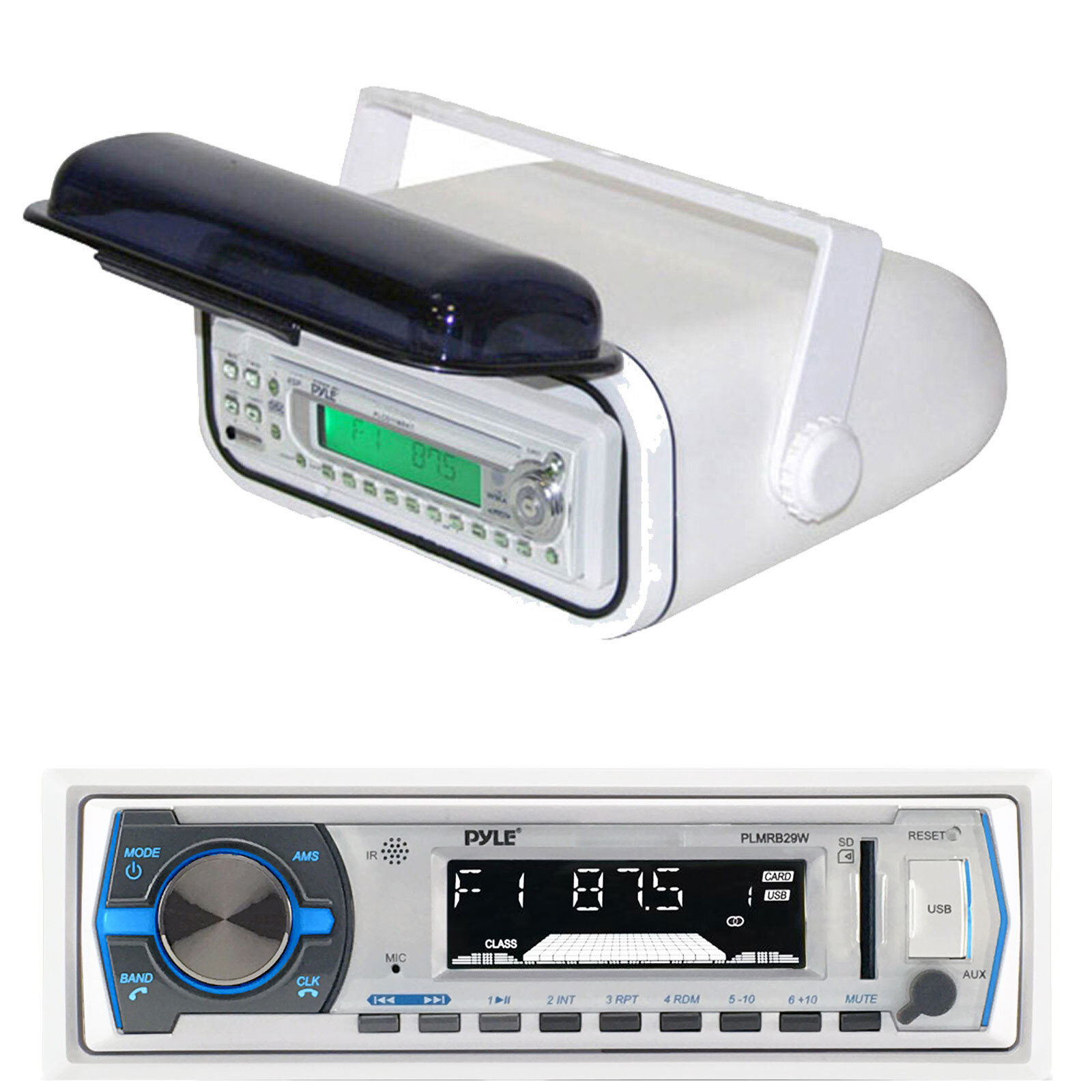 Pyle PLMRB29W Bluetooth In-Dash Headunit, PLMRCW3 Universal Marine Stereo Cover