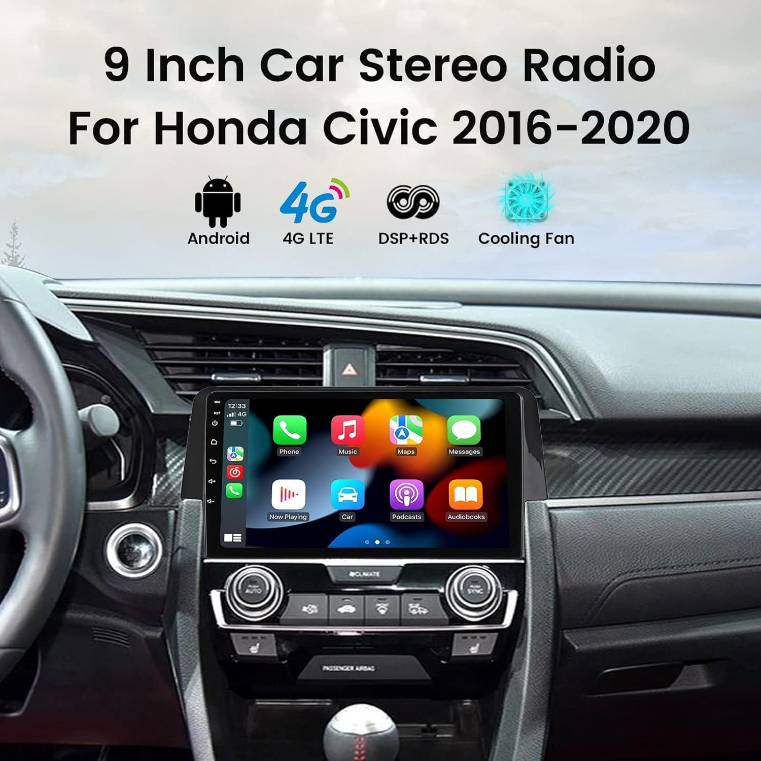 Android Stereo Radio for Honda Civic 2016 -2021, 8-Core 4G RAM 64G ROM