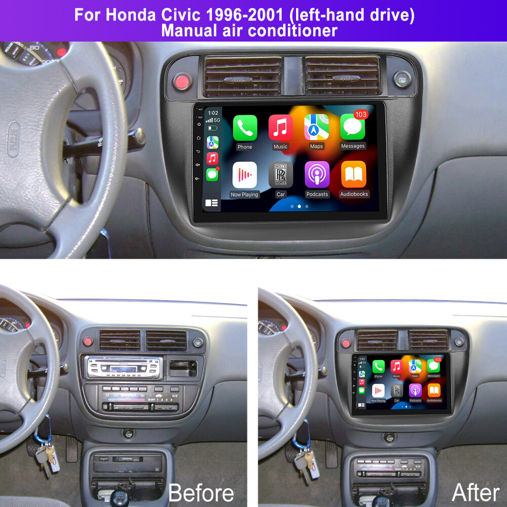 Android 15 Apple Carplay Car Stereo Radio GPS Navi For 1995-2000 Honda Civic