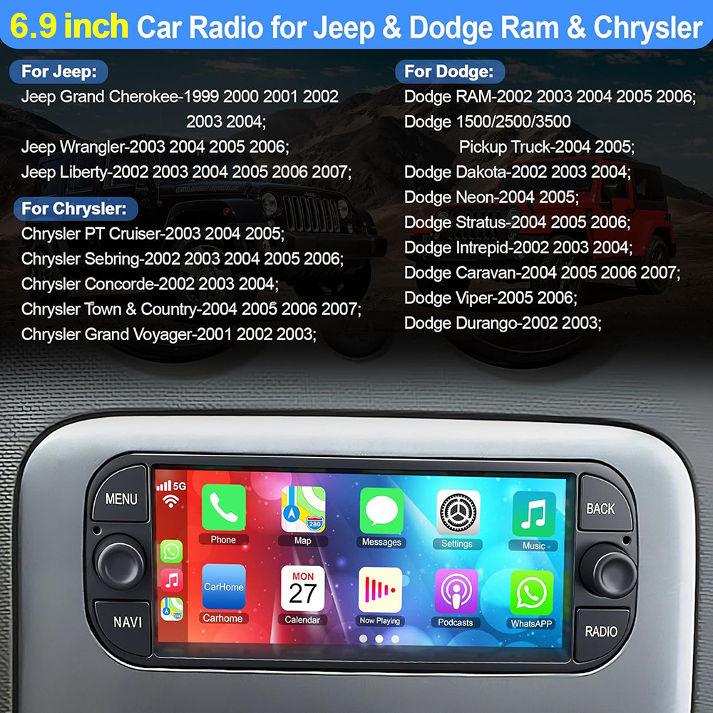 For 2003-2006 Jeep Wrangler 6.86″ Android 13 Carplay Car Stereo Radio GPS Navi