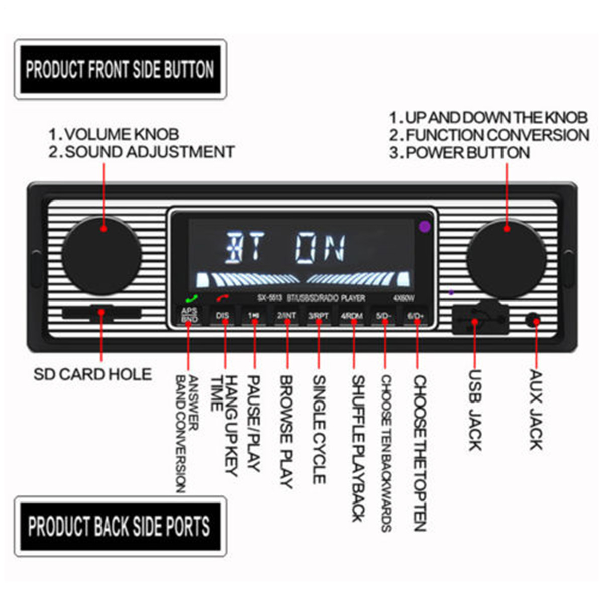 Single 1 Din Car Radio Stereo Audio In-Dash Bluetooth MP3 Player FM AUX/SD/USB