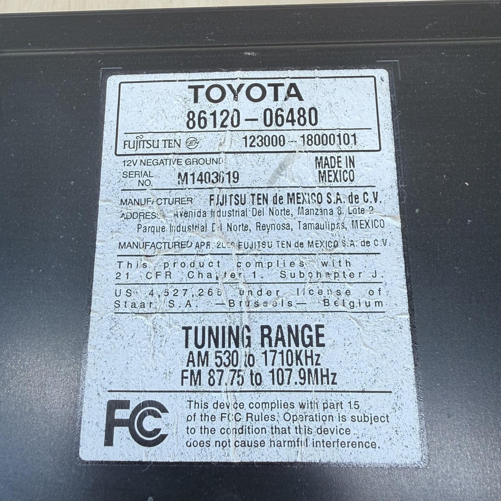 Toyota OEM Car Stereo Radio 86120-06480 CD MP3 WMA Satellite Silver Head Unit