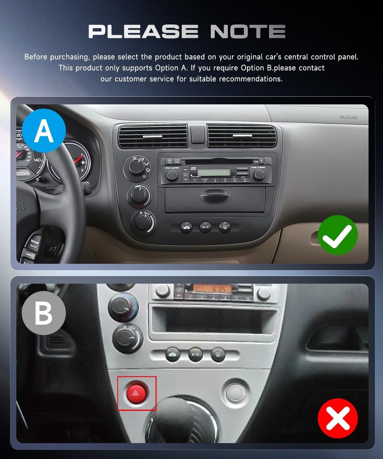 2G+64G Android 15 Car Stereo for Honda Civic 2001-2005 Android GPS 9inch BT SWC