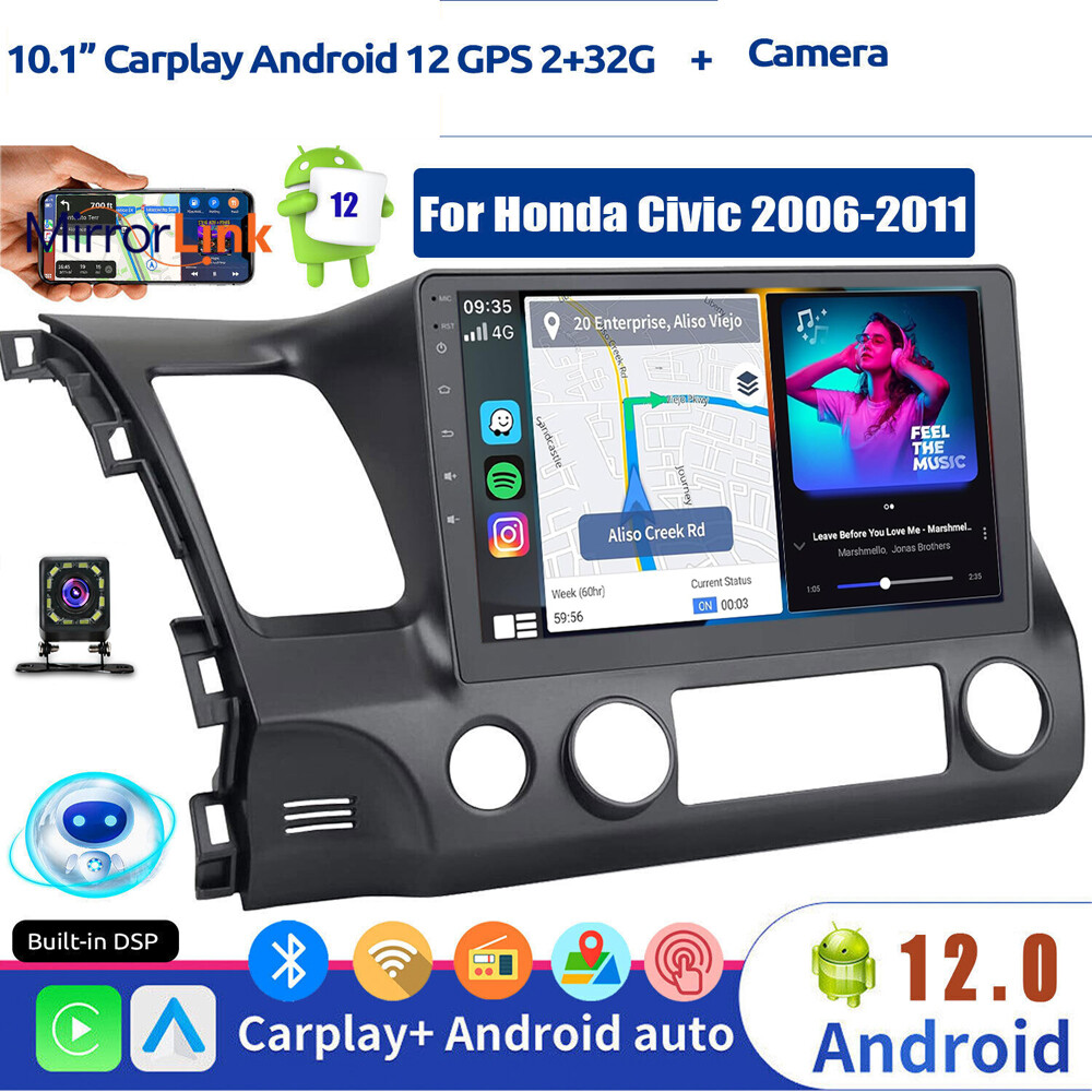 For Honda Civic 2006-2011 Android 14 Apple Carplay Car Stereo Radio GPS Navi BT