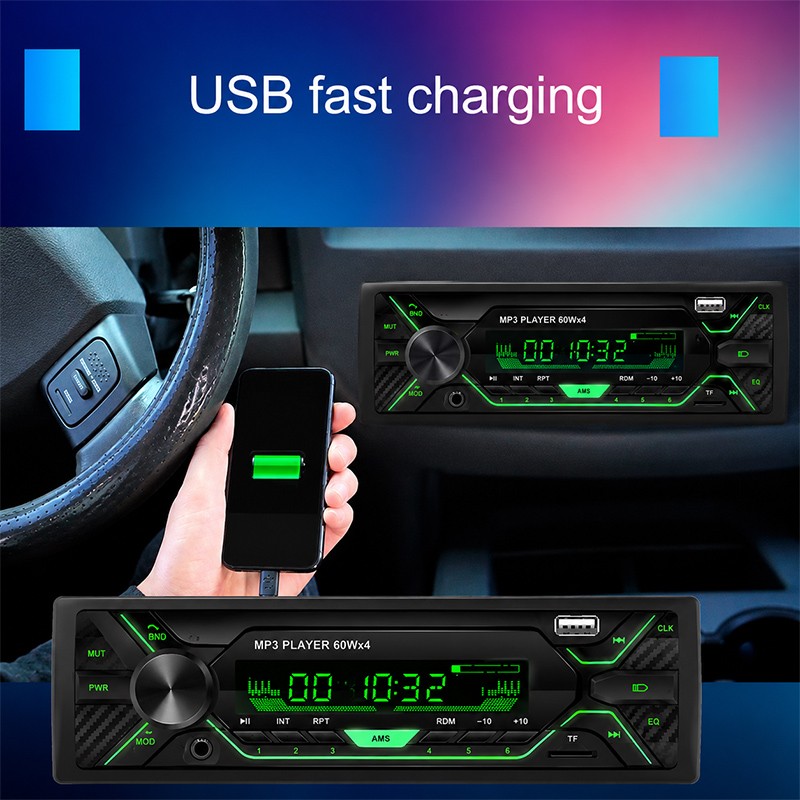 Single Din MP3 Player Car Radio Stereo Audio Receiver Bluetooth AUX FM SD USB
