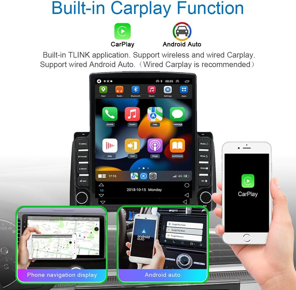 Apple Carplay Car Radio Stereo Android 13 GPS NAV For 2007-2017 Jeep Wrangler JK