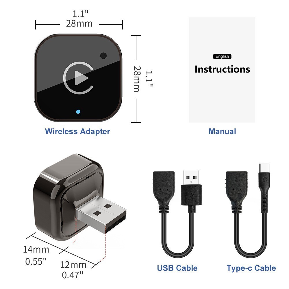 2026 USB Wireless CarPlay Adapter For iPhone Apple Wireless Dongle Plug Play