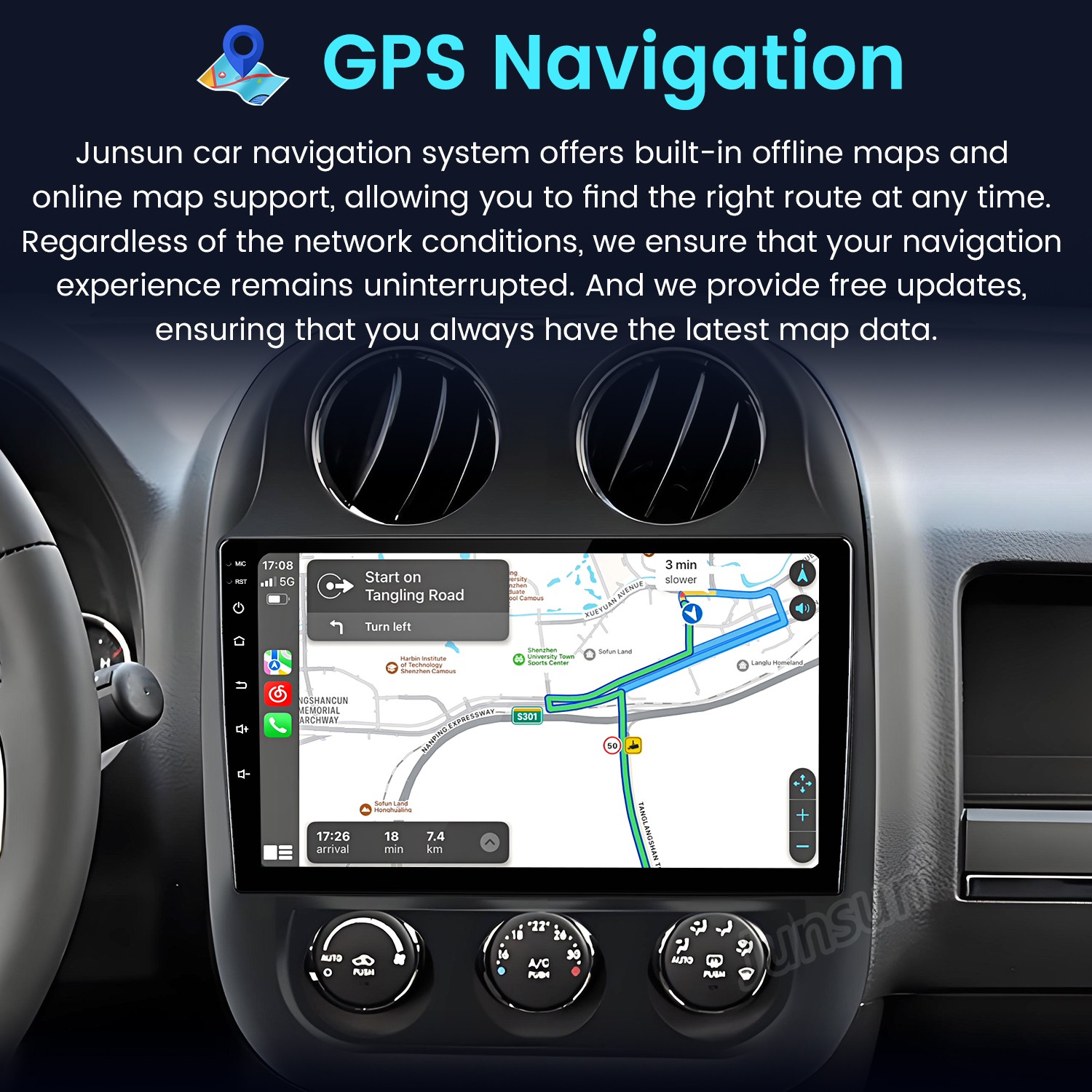 For Jeep Patriot Compass 09-16 Car Radio GPS Navi 8Core 6+128G Carplay Android15