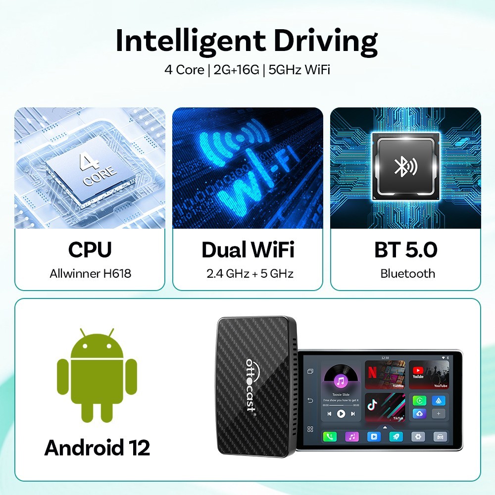 OTTO Multimedia Player AIBox Wireless Carplay & Android Auto YouTube & Netflix