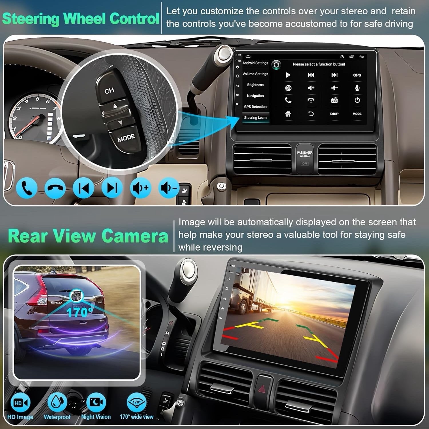 (8 Core + Android 15) Car Radio Stereo for Honda CRV 2002-2006 4GB+64GB | 9″ QLE