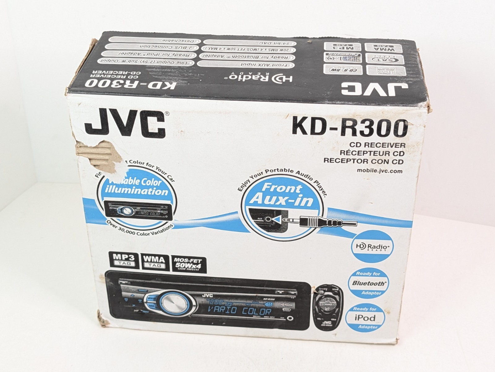 JVC KD-R300 CD MP3 WMA Car Stereo Radio Receiver HD Radio Ready 1 DIN Black