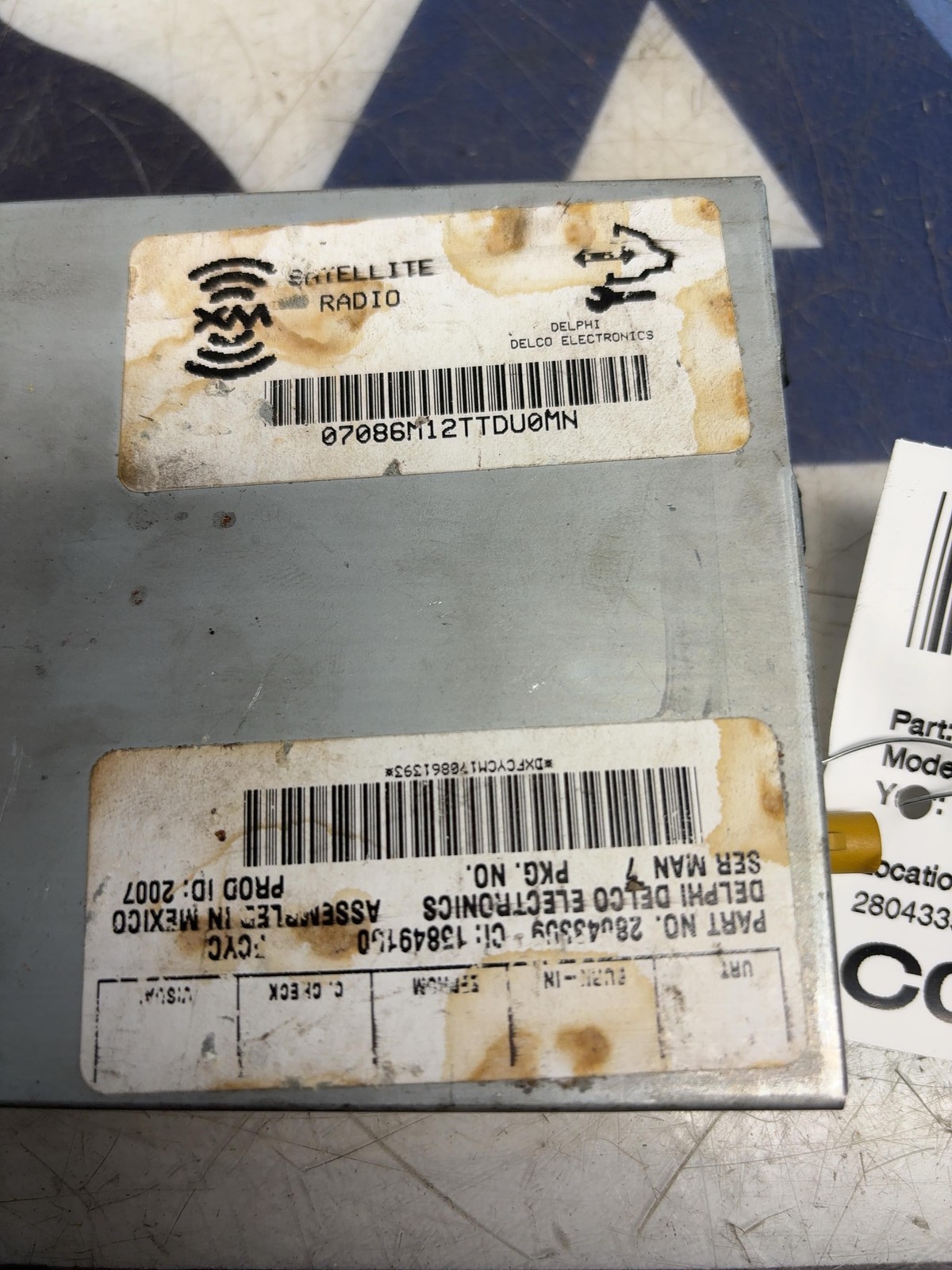 2007-14 GMC Yukon XL 1500 Audio & Visual Equip 28043359 Sat Rcver (opt U2k)
