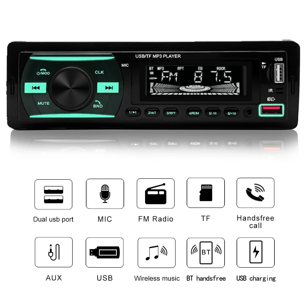Car Stereo 1 DIN Radio Audio In-Dash Bluetooth FM USB AUX MP3 Player
