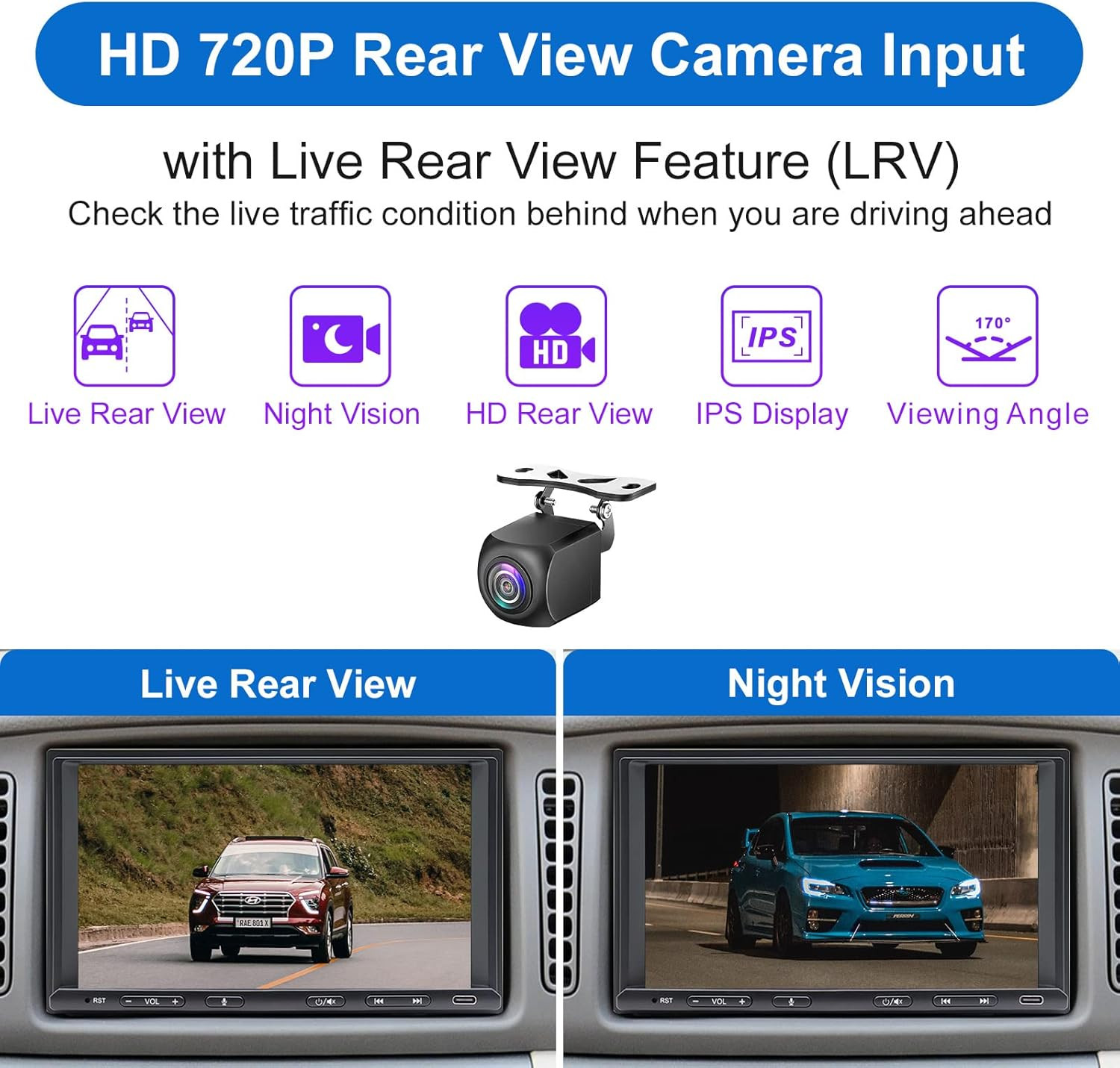 7” Universal 2Din Apple CarPlay AM/FM Radio Stereo GPS Navigator SWC BT +Camera