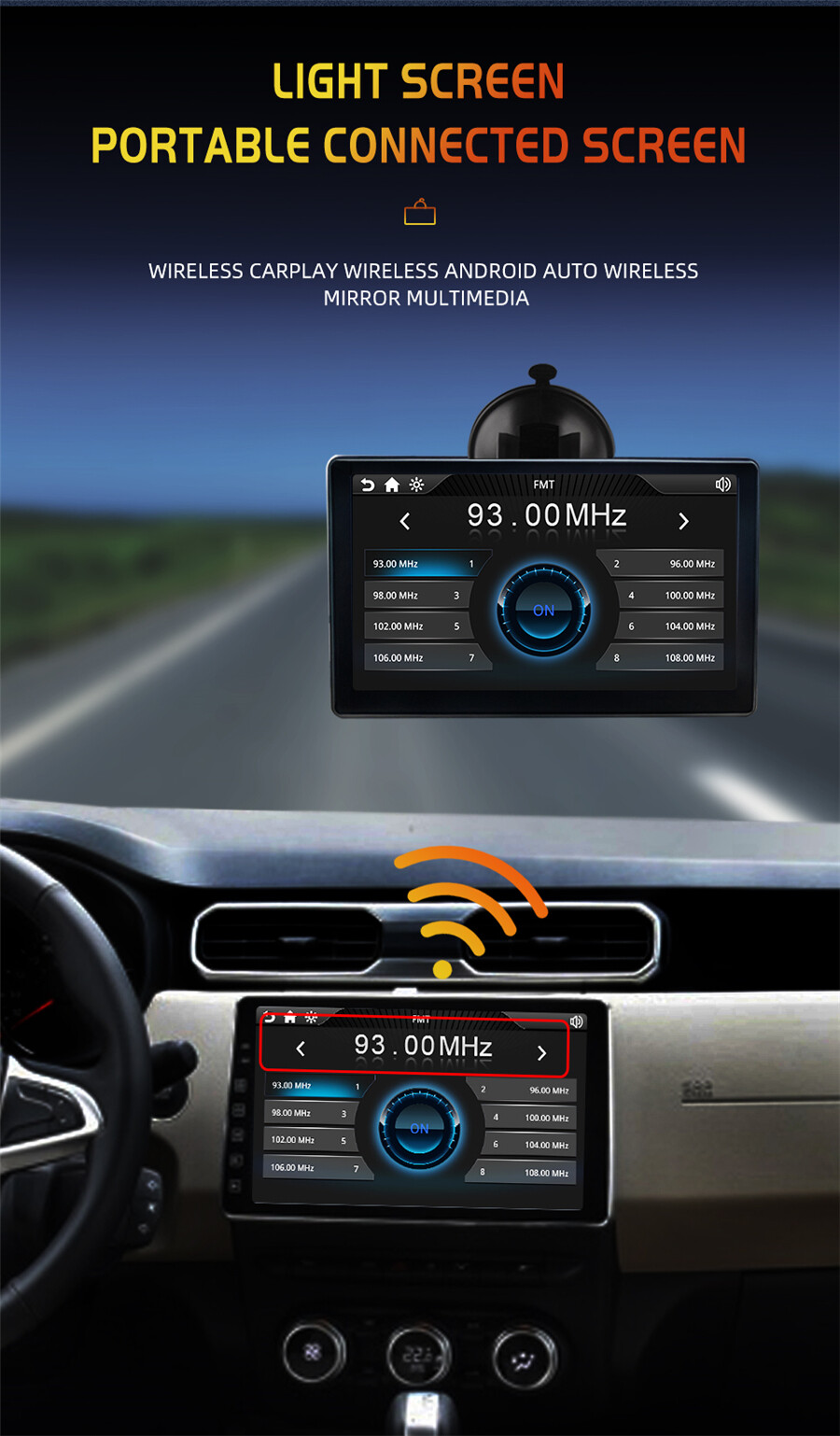 Portable Bluetooth Video MP5 Player 7in Monitor Wireless CarPlay Android Auto