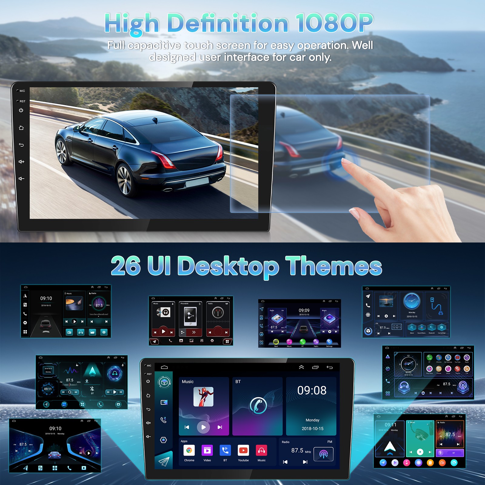 CAR STEREO RADIO FOR HONDA CIVIC 2016-2020 CARPLAY ANDROID15 BT SAT NAVI 64G+CAM